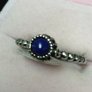Silver with blue stone ring Sz 8.5